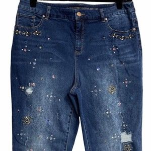 Chico's So Sliming Girlfriend Embellished Ankle Jeans 2.5 (14).